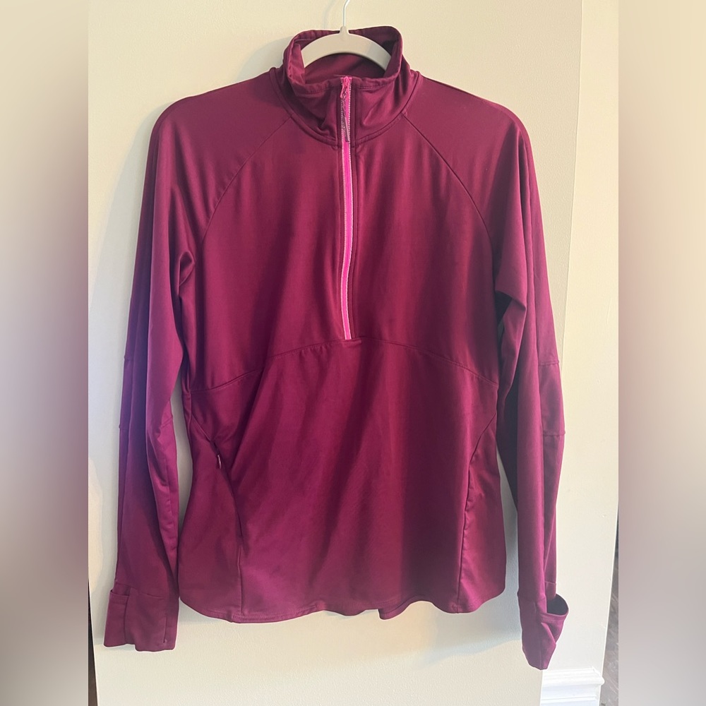Athleta Sz Medium Half Zip Pullover Running Hiking Shirt Purple Pink Berry Color
